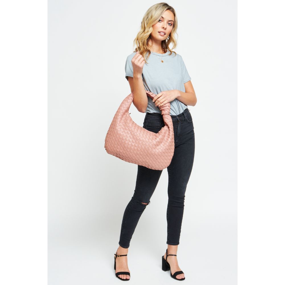 Woman wearing French Rose Urban Expressions Vanessa Hobo 840611179807 View 3 | French Rose