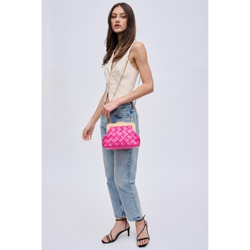 Woman wearing Hot Pink Urban Expressions Matilda Clutch 840611192110 View 2 | Hot Pink