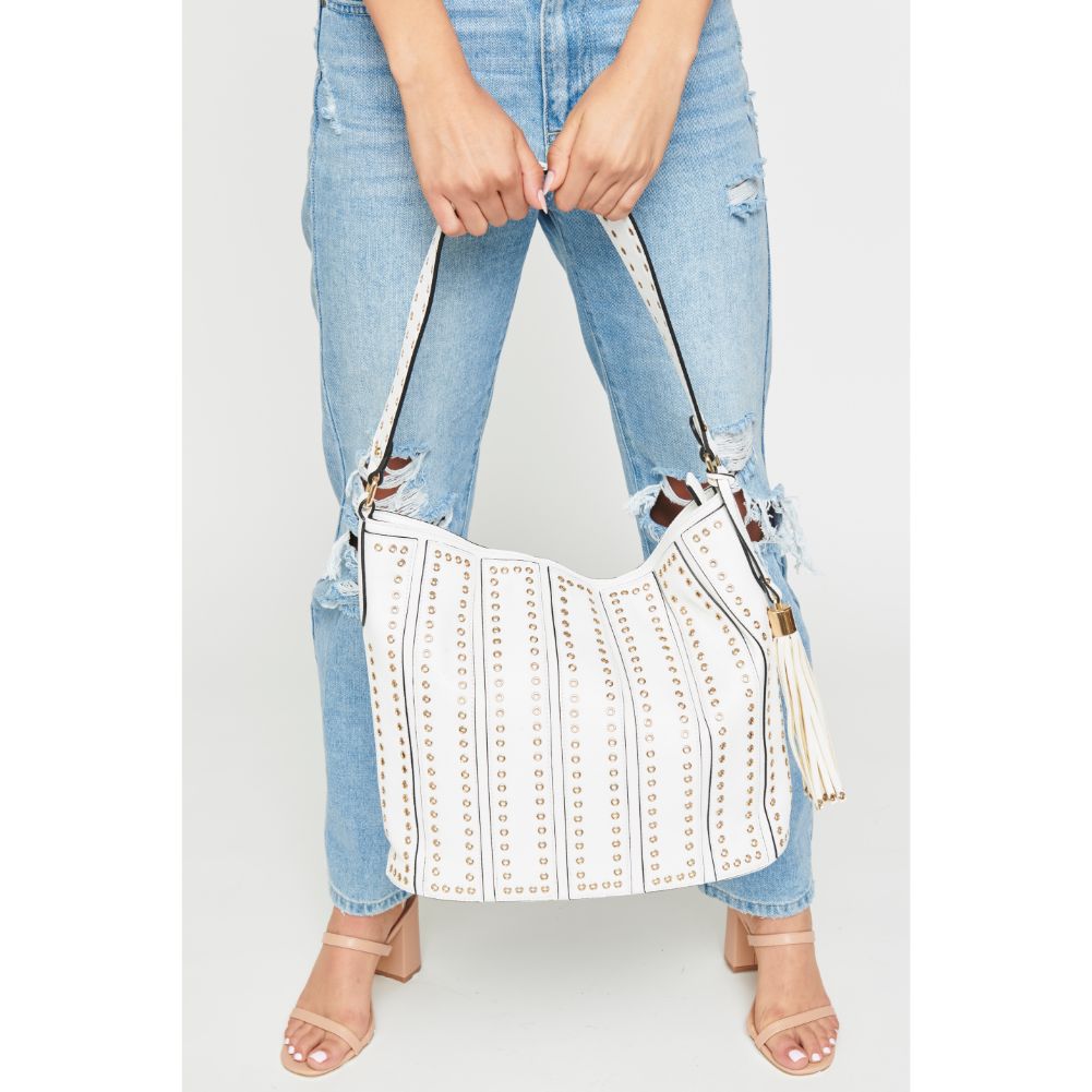 Woman wearing White Urban Expressions Nicola Hobo NA-840611126375 View 1 | White
