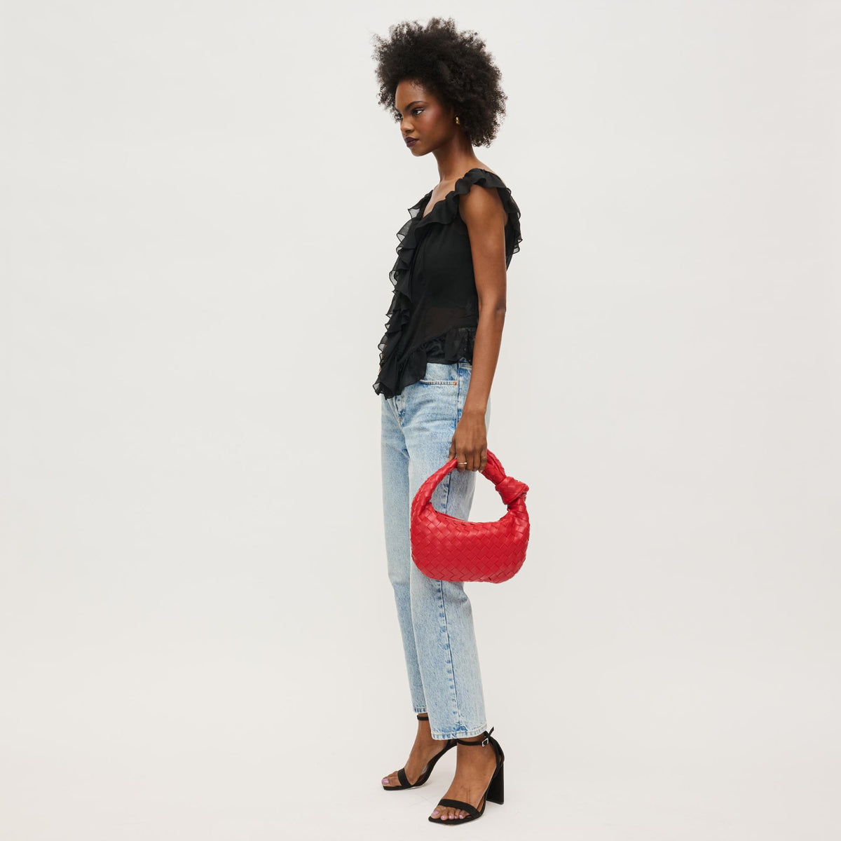 Woman wearing Red Urban Expressions Lizbeth Clutch 840611148063 View 3 | Red