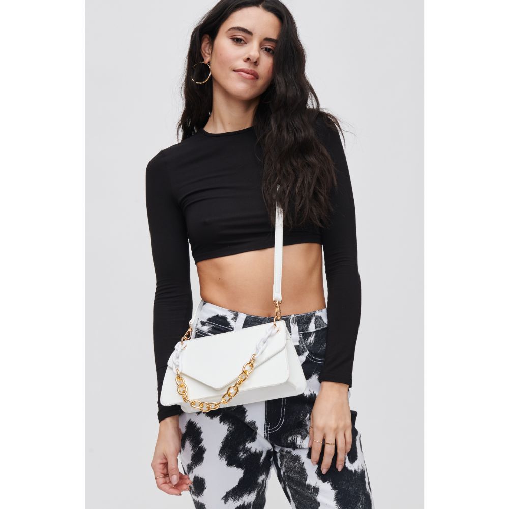 Woman wearing White Urban Expressions Lisette Crossbody 840611118264 View 1 | White