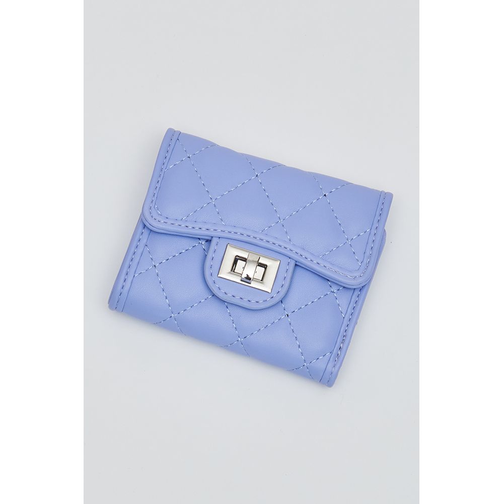 Woman wearing Periwinkle Urban Expressions Shantel - Quilted Wallet 840611118974 View 1 | Periwinkle