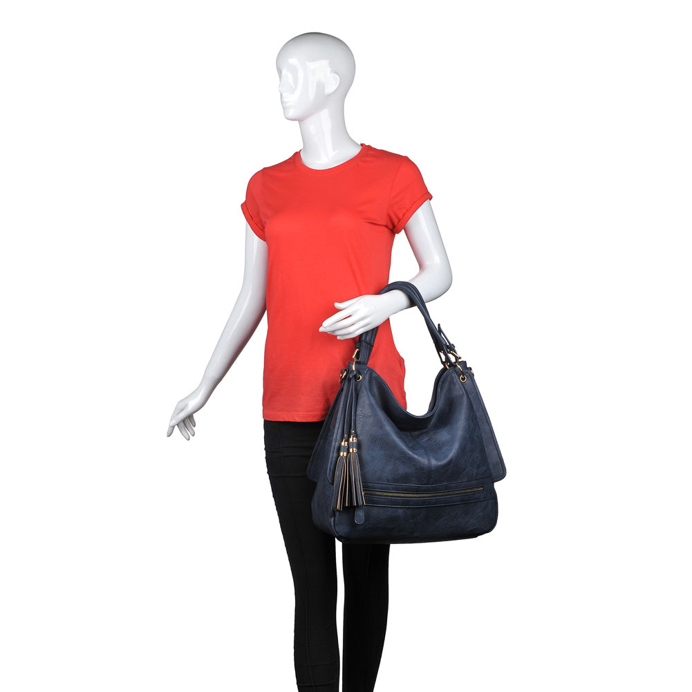 Product Image of Urban Expressions Finley Pebble Satchel NA-840611155290 View 5 | Navy
