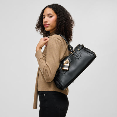 Woman wearing Black Urban Expressions Moda Satchel 840504211652 View 1 | Black