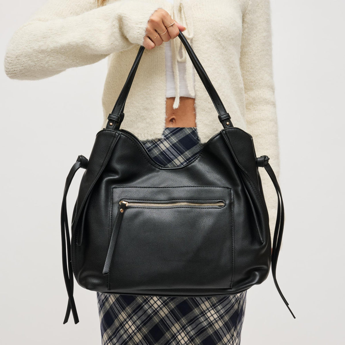 Woman wearing Black Urban Expressions Etta Hobo 840611174994 View 4 | Black
