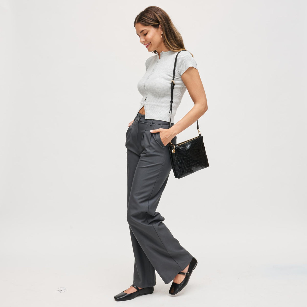 Woman wearing Black Urban Expressions Judy Crossbody 840611199584 View 3 | Black