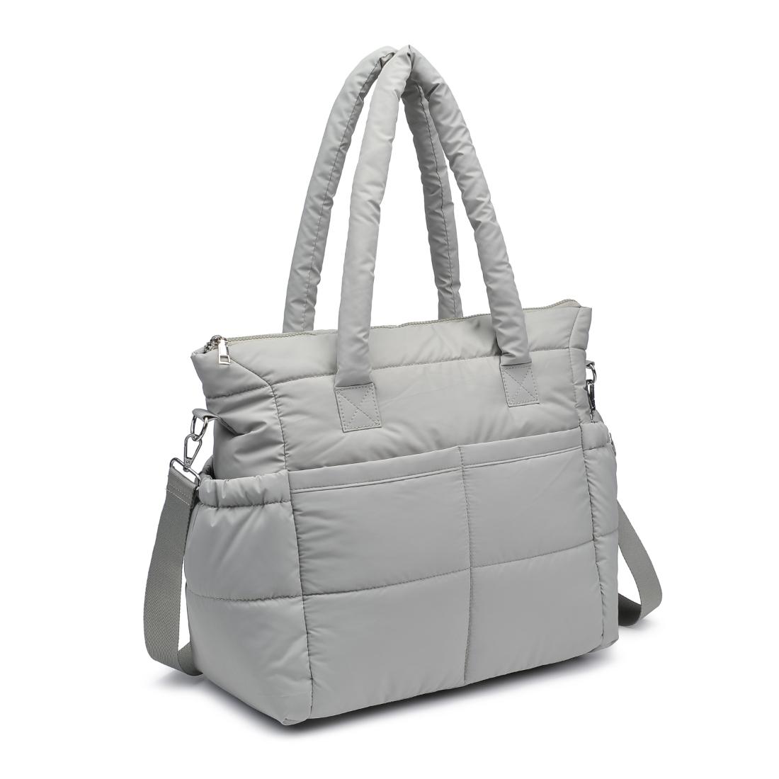 Woman wearing Sage Grey Urban Expressions Jetsetter Tote 840611195098 View 6 | Sage Grey