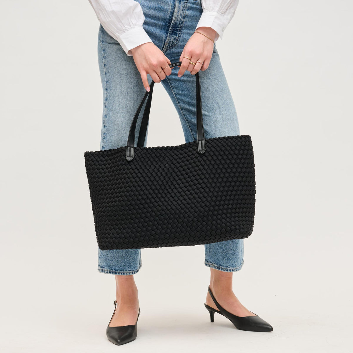 Woman wearing Black Urban Expressions Evie Tote 840611146779 View 3 | Black