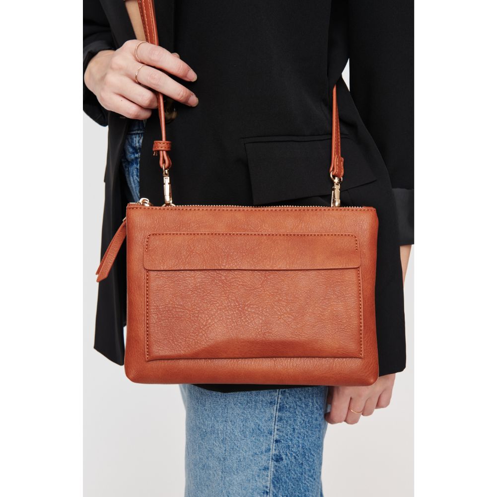 Woman wearing Tan Urban Expressions Morris Crossbody 840611105875 View 4 | Tan