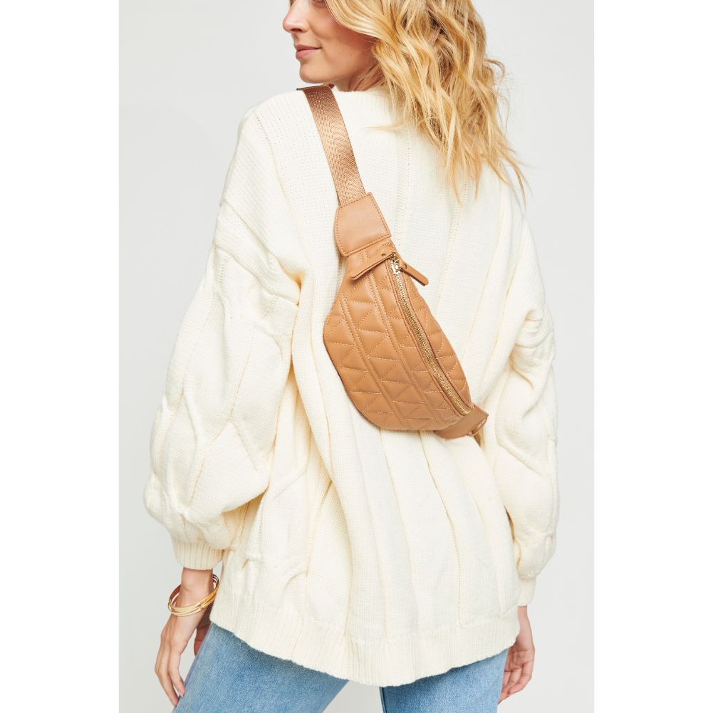 Woman wearing Tan Urban Expressions Puma Belt Bag NA-840611152695 View 2 | Tan