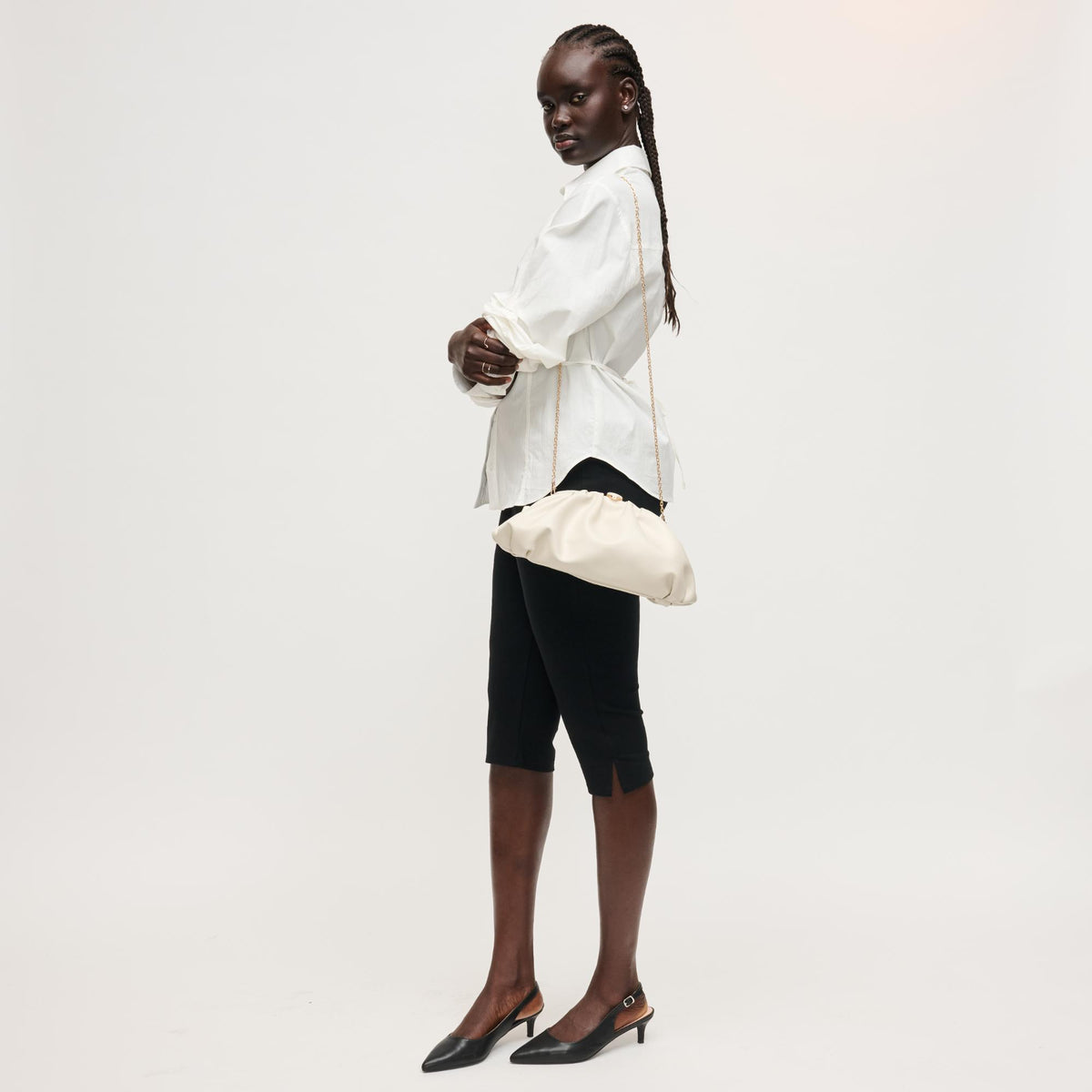 Woman wearing Ivory Urban Expressions Jennifer Clutch 840504208225 View 2 | Ivory