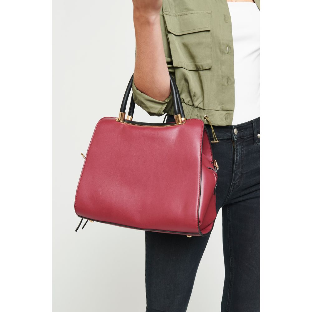 Woman wearing Cherry Urban Expressions Willa Satchel NA-840611149503 View 3 | Cherry