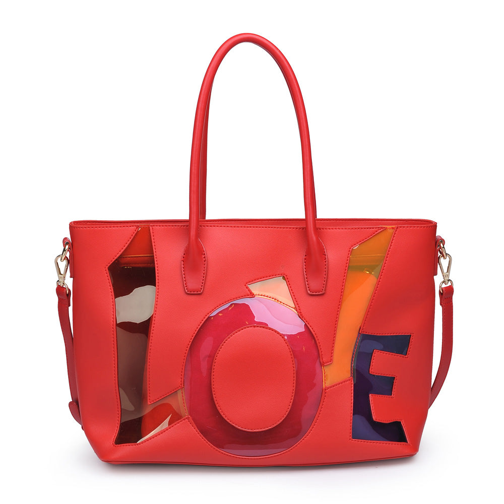 Woman wearing Red Urban Expressions Love Tote 840611160706 View 5 | Red