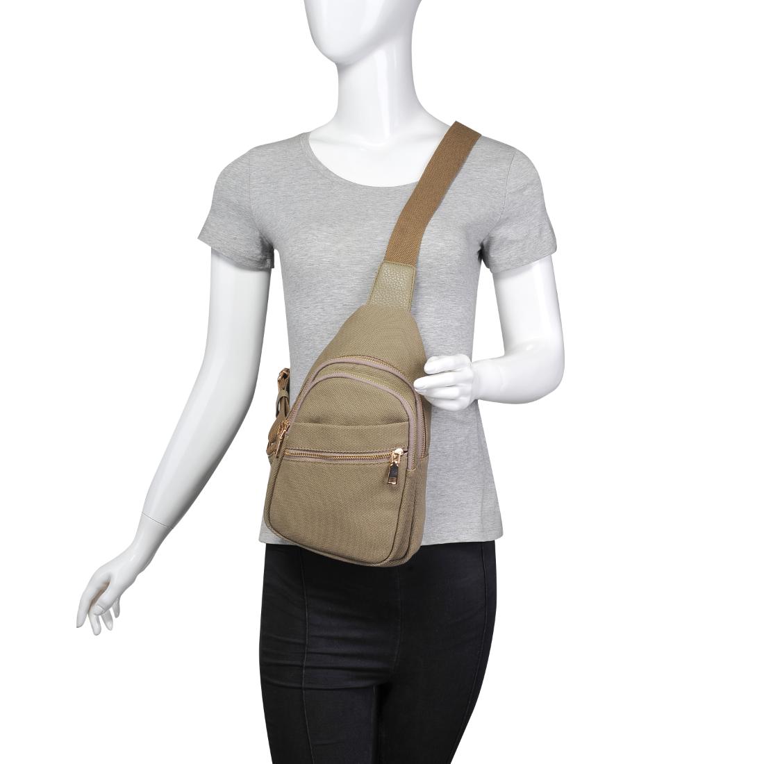 Urban Expressions Zephyr - Canvas Sling Backpack 840611196279 View 5 | Olive