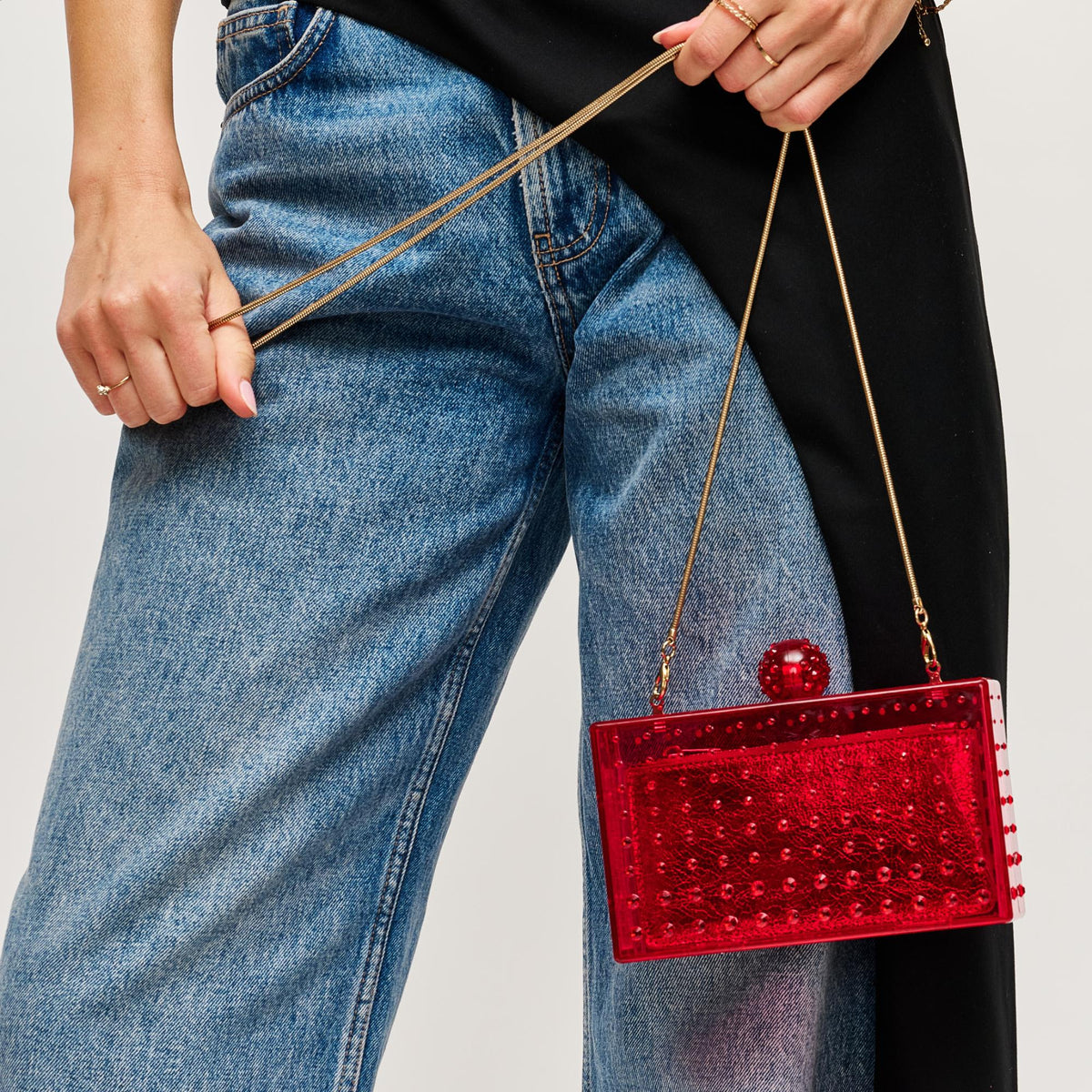 Woman wearing Magenta Urban Expressions Melisha Evening Bag 840611112255 View 2 | Magenta