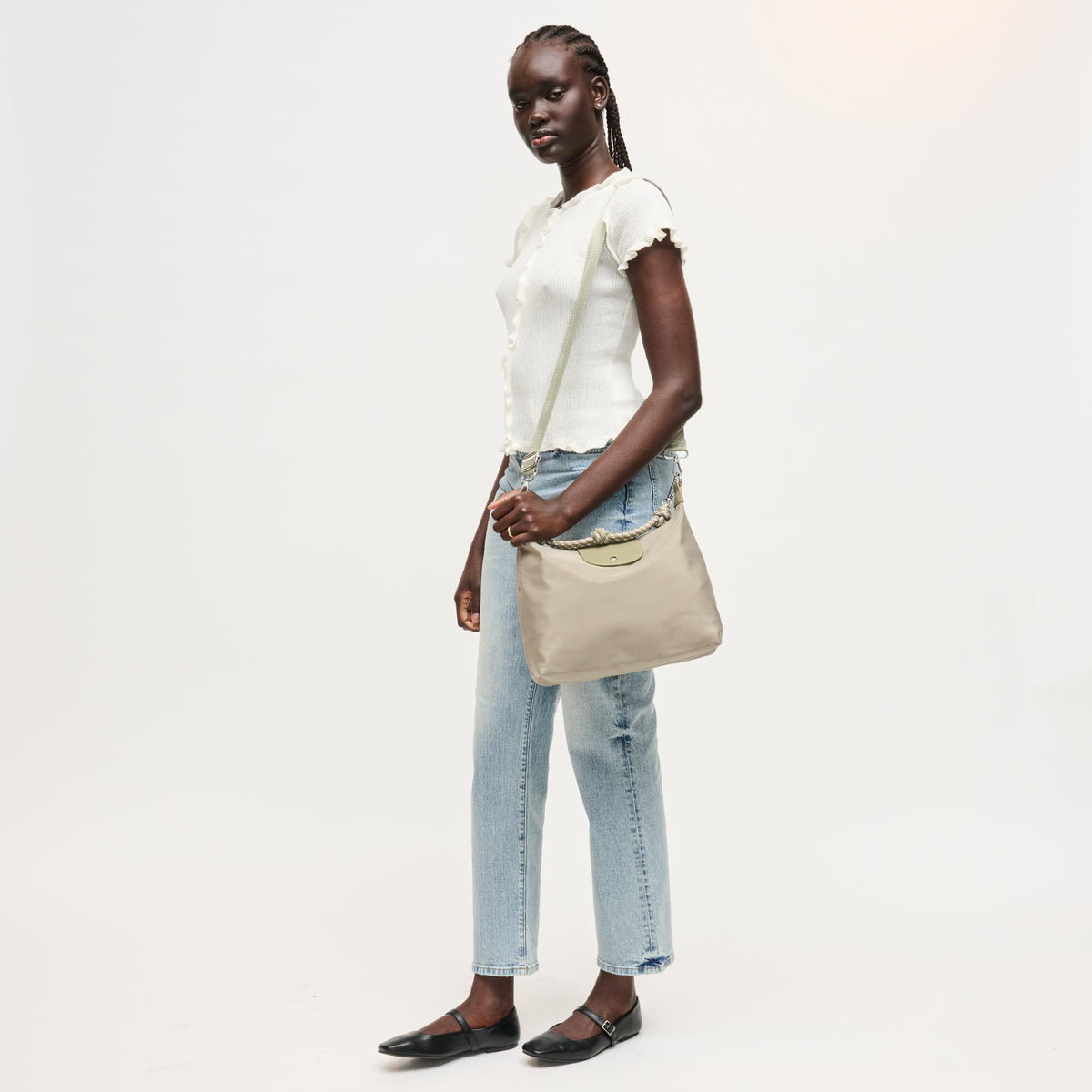 Woman wearing Sage Urban Expressions Nova Hobo 840504206078 View 2 | Sage