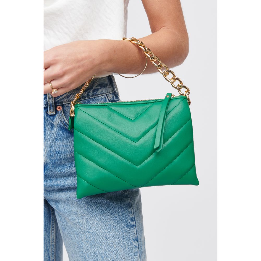 Woman wearing Kelly Green Urban Expressions Andie Crossbody 818209015608 View 4 | Kelly Green