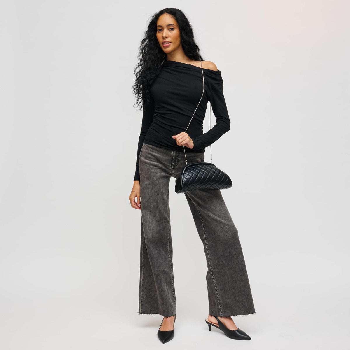 Woman wearing Black Urban Expressions Ava - Quilted Clutch 840504200663 View 4 | Black