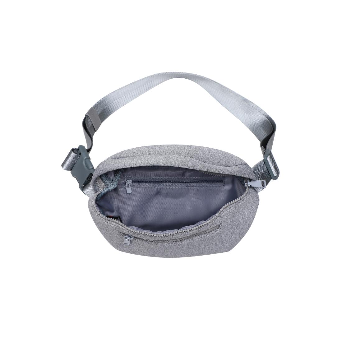 Woman wearing Heather Grey Urban Expressions Celestine Belt Bag 840504200212 View 9 | Heather Grey