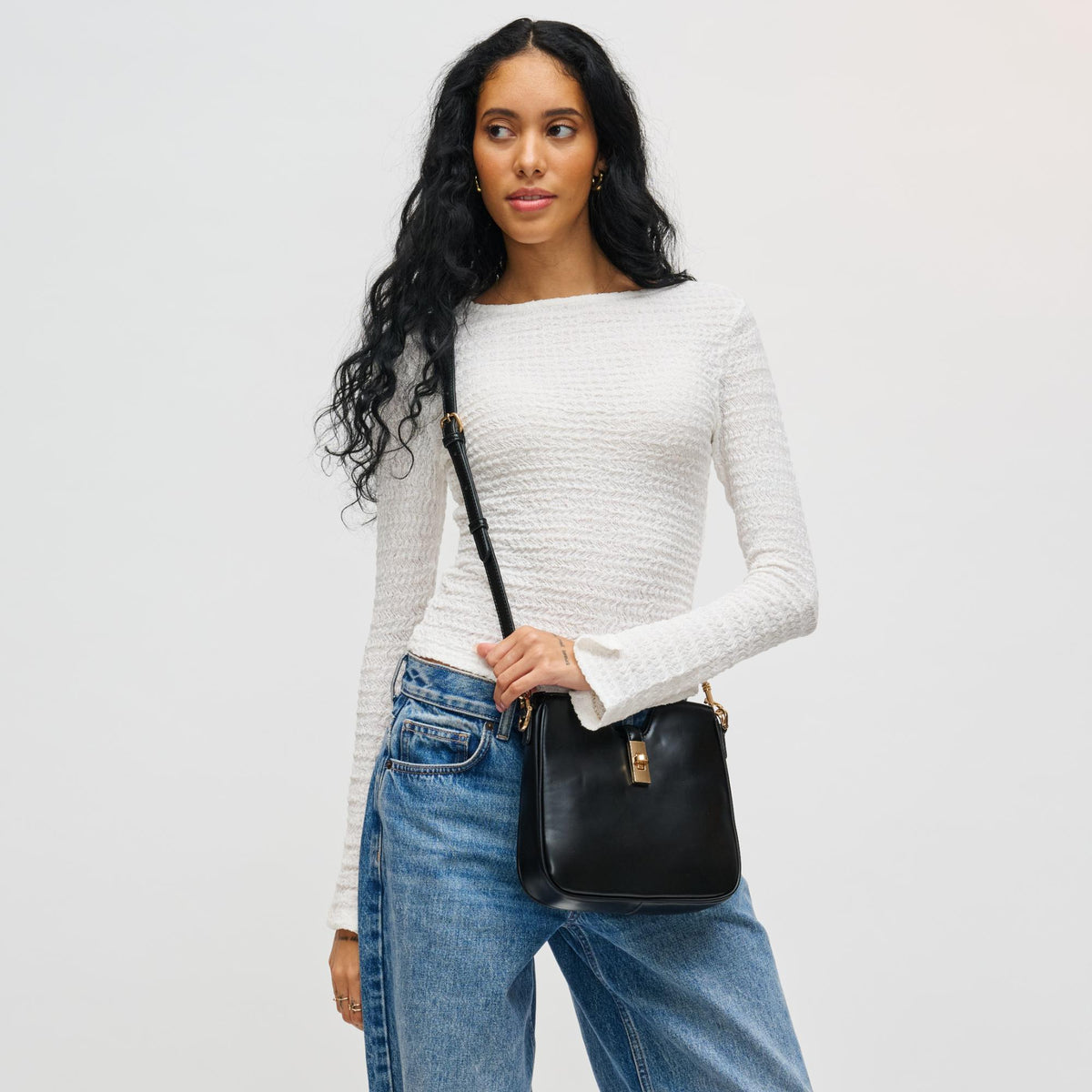 Woman wearing Black Urban Expressions Melissa Tote 840611199157 View 1 | Black
