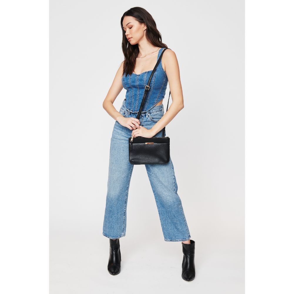 Woman wearing Black Urban Expressions Wyatt Crossbody 840611108692 View 2 | Black