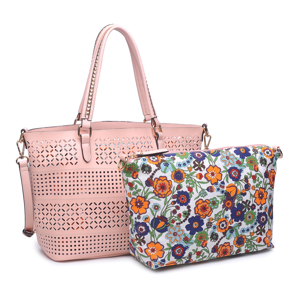 Woman wearing Pink Urban Expressions Mackenzie Tote NA-840611143365 View 2 | Pink