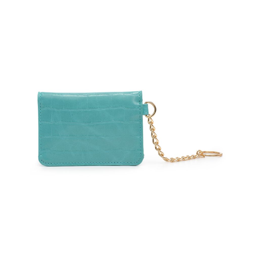 Woman wearing Turquoise Urban Expressions Gia - Croco Card Holder 840611181831 View 7 | Turquoise