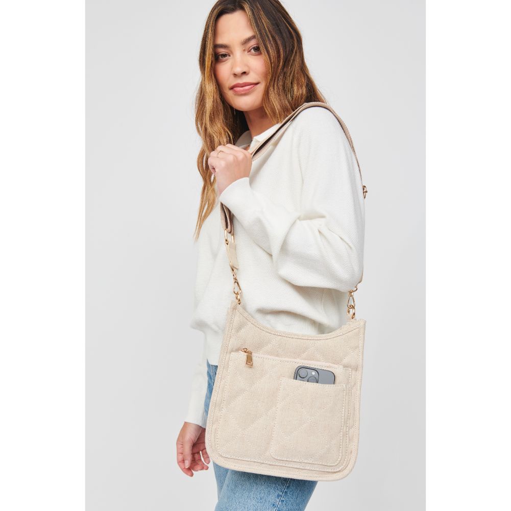Woman wearing Oatmeal Urban Expressions Harlie Crossbody NA-840611102744 View 4 | Oatmeal