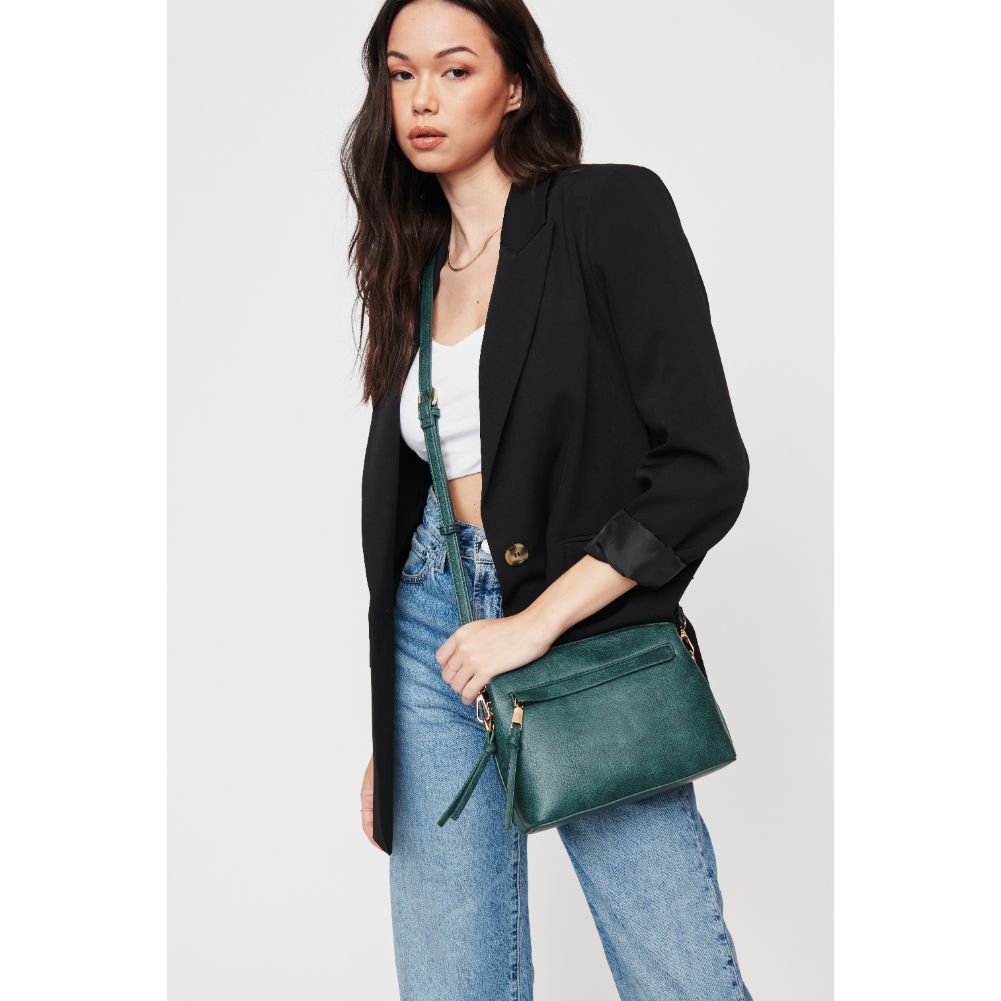 Woman wearing Emerald Urban Expressions Jayce Crossbody 840611109477 View 1 | Emerald