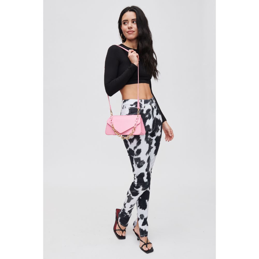 Woman wearing Bubblegum Urban Expressions Lisette Crossbody 840611118271 View 3 | Bubblegum
