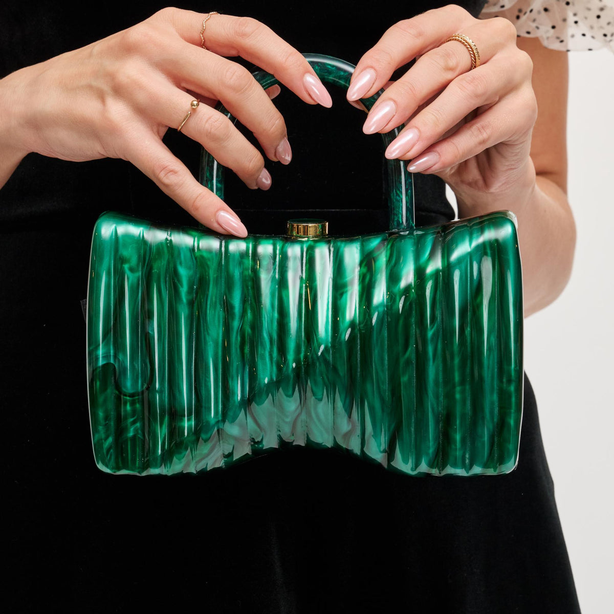 Woman wearing Emerald Urban Expressions Julie Evening Bag 840611198693 View 4 | Emerald