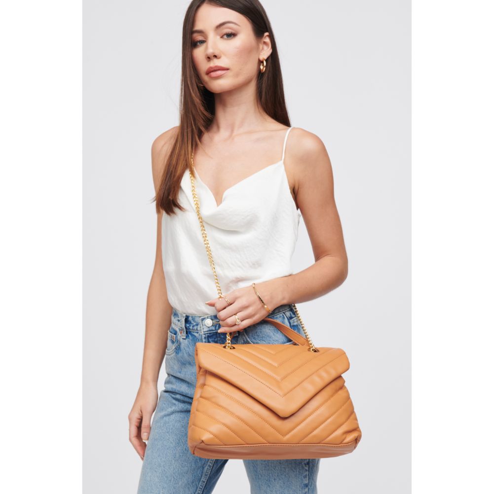 Woman wearing Tan Urban Expressions Ivy Crossbody 818209018449 View 1 | Tan