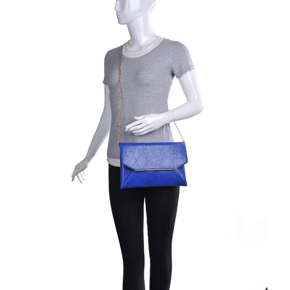Product Image of Urban Expressions Lena Lizard Clutch 840611174116 View 5 | Electric Blue