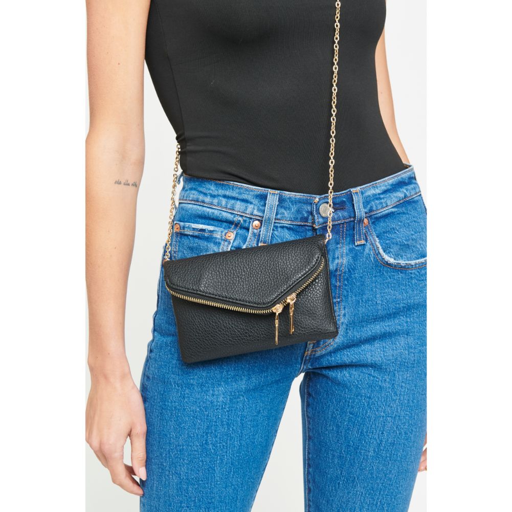 Woman wearing Black Urban Expressions Lucy Crossbody Wristlet 840611167675 View 2 | Black
