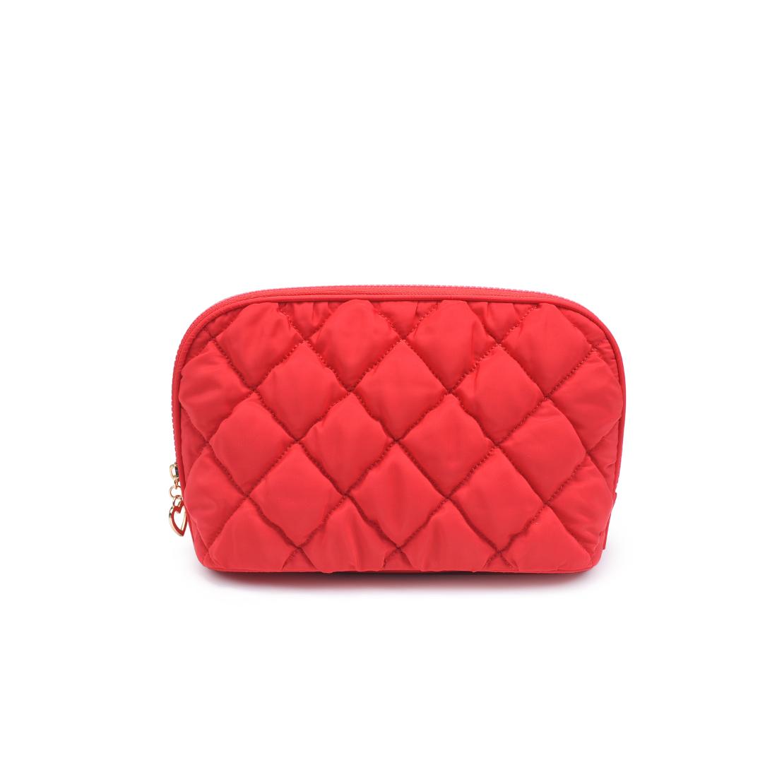 Urban Essentials Cloud Kiss - Quilted Puffer Nylon Cosmetic & Travel Organizer Dome Pouch 840611197122 View 5 | Red