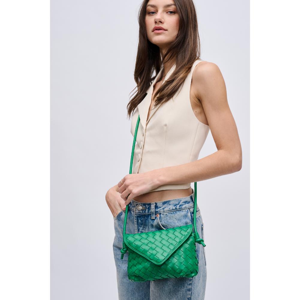 Woman wearing Kelly Green Urban Expressions Kylo Crossbody 840611124425 View 3 | Kelly Green