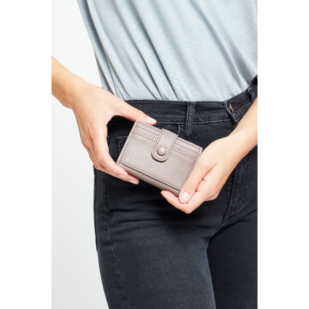 Woman wearing Grey Urban Expressions Lola Card Holder 840611176424 View 1 | Grey