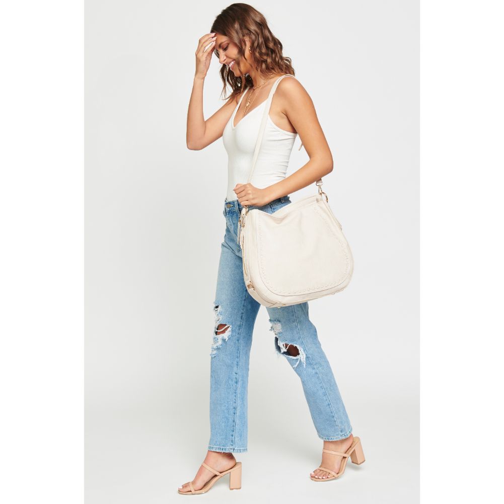 Woman wearing Ivory Urban Expressions Kailey Hobo NA-840611160256 View 2 | Ivory