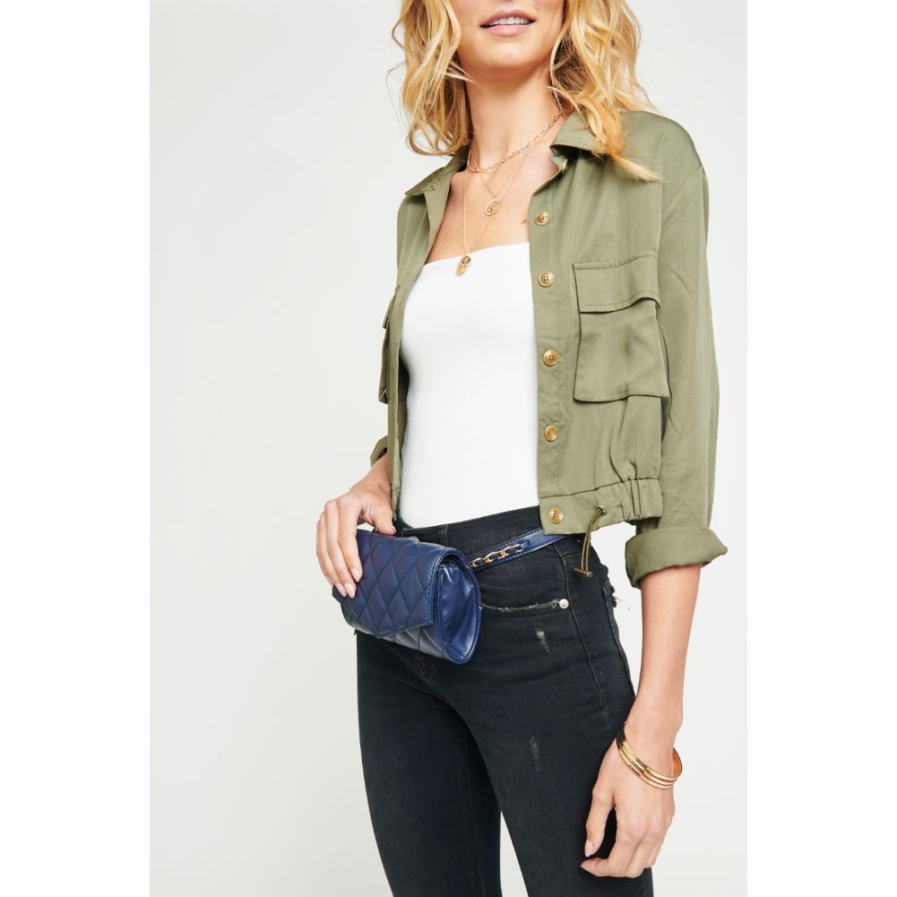 Woman wearing Navy Urban Expressions Rhythm Belt Bag NA-840611154378 View 4 | Navy