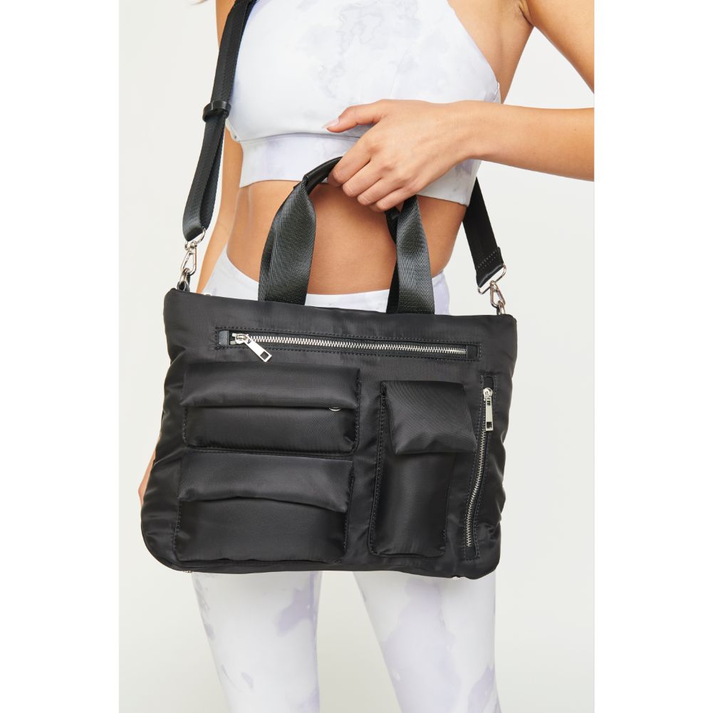 Woman wearing Black Urban Expressions Aria Messenger 840611182050 View 2 | Black