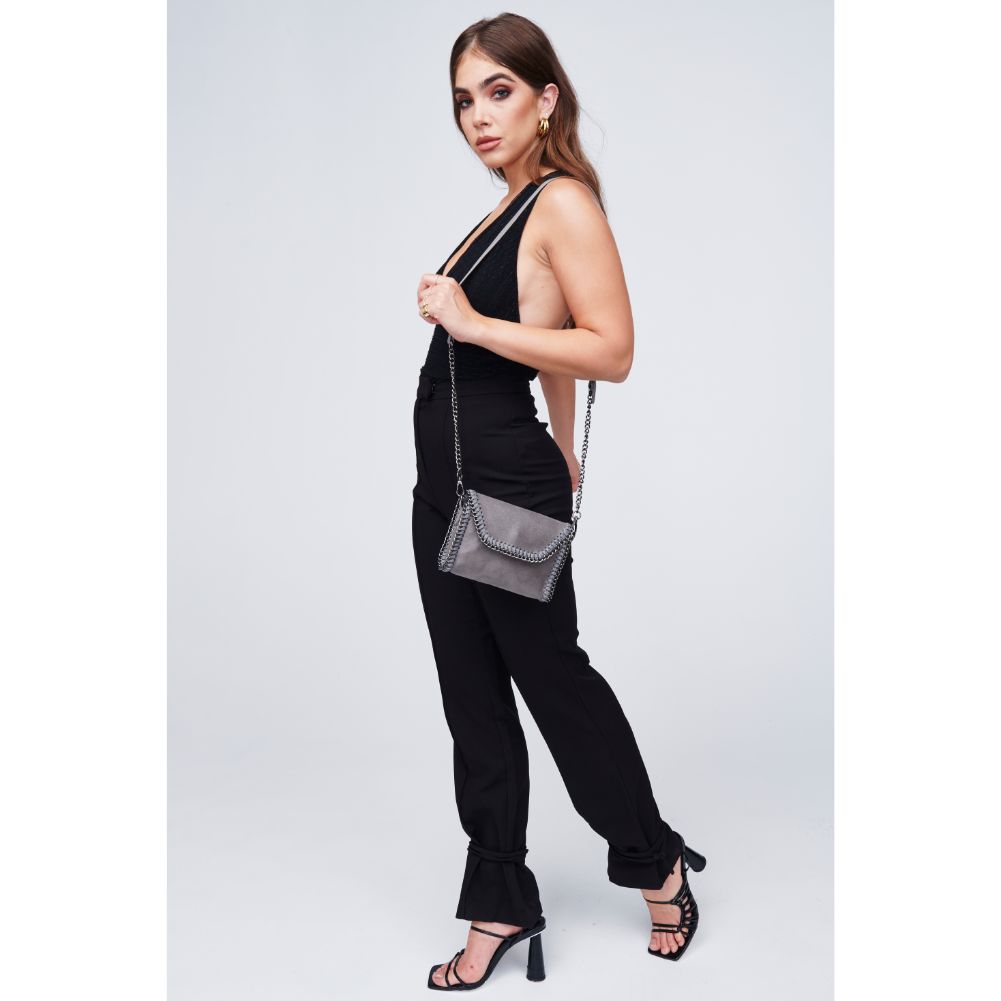 Woman wearing Gunmetal Urban Expressions Felicia Crossbody 818209011518 View 3 | Gunmetal