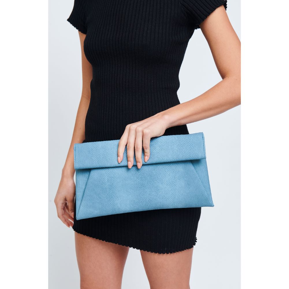 Woman wearing Denim Urban Expressions Emilia Clutch 840611181091 View 2 | Denim