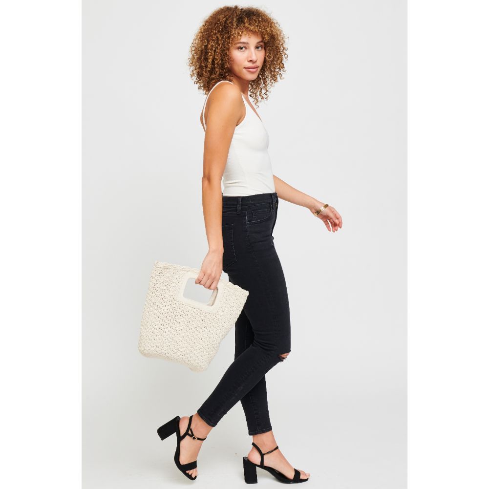 Woman wearing Ivory Urban Expressions Fiji Tote 840611182029 View 2 | Ivory