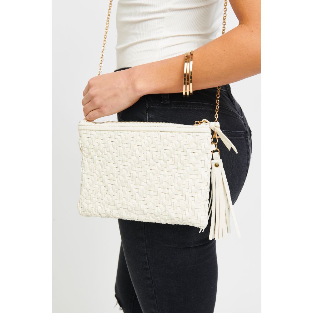 Woman wearing Ivory Urban Expressions Jess Clutch 840611172501 View 2 | Ivory