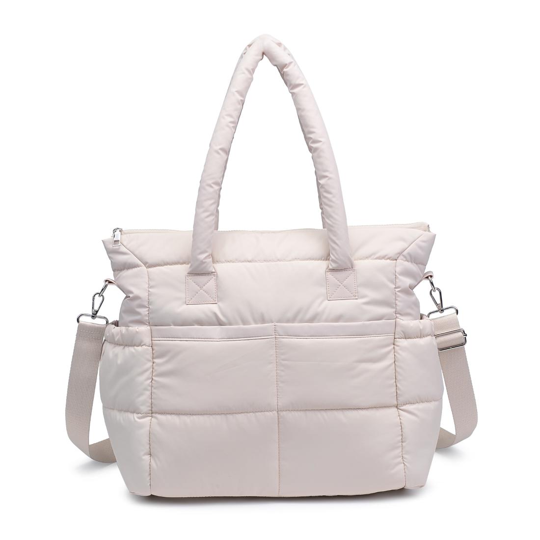 Woman wearing Cream Urban Expressions Jetsetter Tote 840611195081 View 5 | Cream