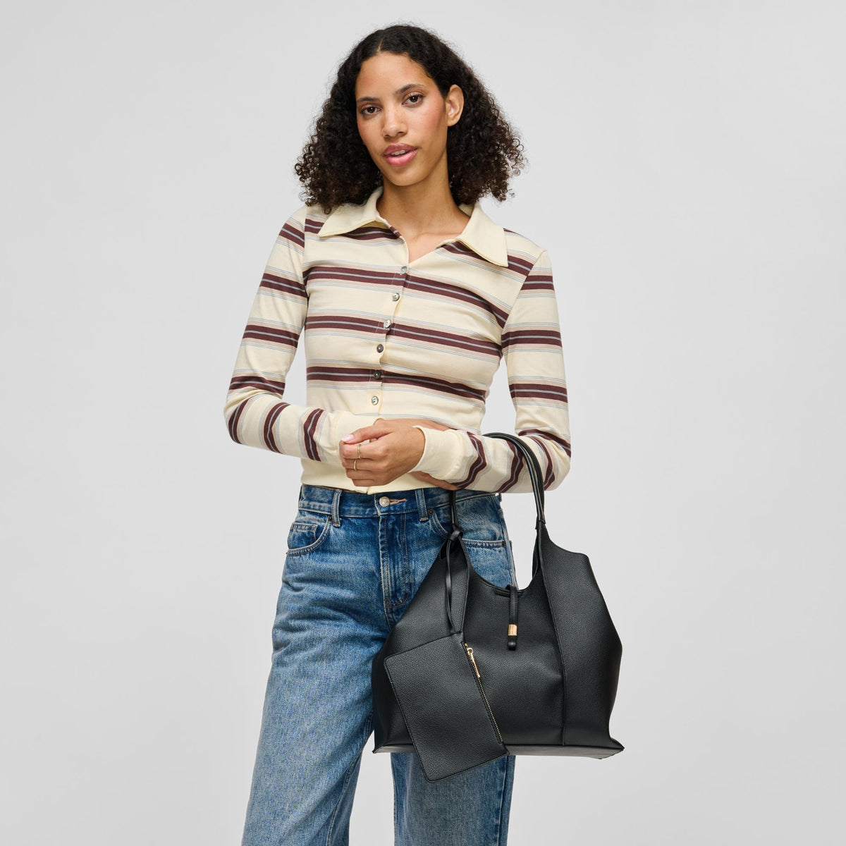 Woman wearing Black Urban Expressions Woody Tote 840504214769 View 1 | Black