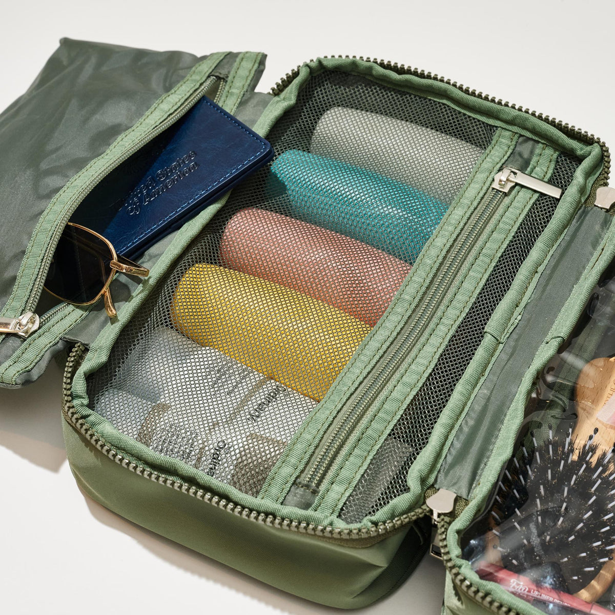 Woman wearing Sage Urban Expressions Journey Keeper Travel Organizer 840611195401 View 2 | Sage