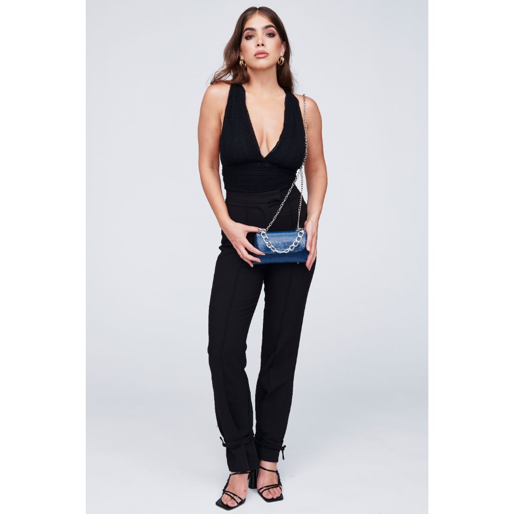Woman wearing Denim Urban Expressions Teagan Crossbody 818209011617 View 4 | Denim