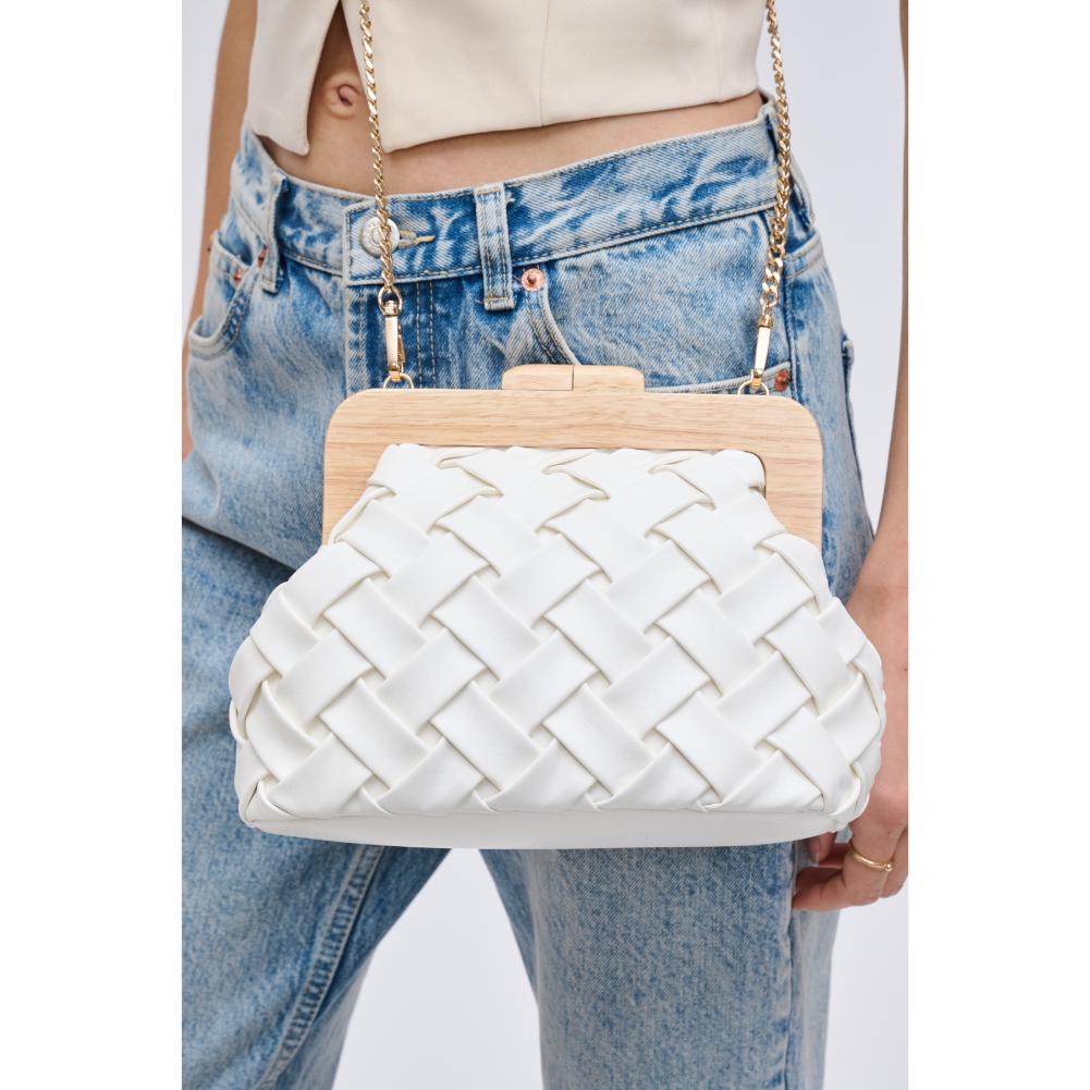 Woman wearing White Urban Expressions Matilda Clutch 840611192080 View 4 | White