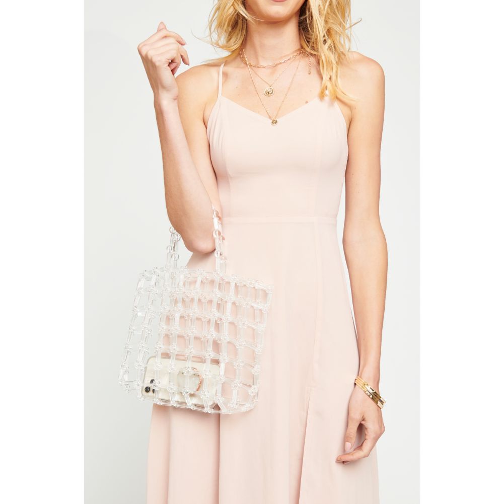 Woman wearing Clear Urban Expressions Rowan Tote 840611167460 View 4 | Clear
